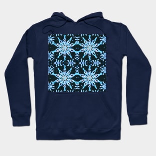 Snow Flakes Pattern Vibrant Blue and Black Hoodie